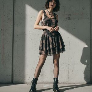 Intimately Free People Mesh Slip Dress Grunge Floral Fairy Gothic Women sz Small